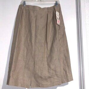 Elisabeth By Liz Claiborne Womens Linen Skirt Size 18 Beige Elastic Waist